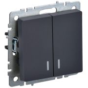 Выключатель 2-кл. СП BRITE ВС10-2-1-БрГ 10А с индик. механизм графит IEK BR-V20-1-10-K53