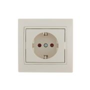 Розетка 1-м СП Mira 16А IP20 с заземл. защ. шторки со вставкой керамика крем. LEZARD 701-0303-124
